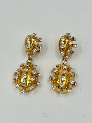 Gold & Crystal double drop earrings