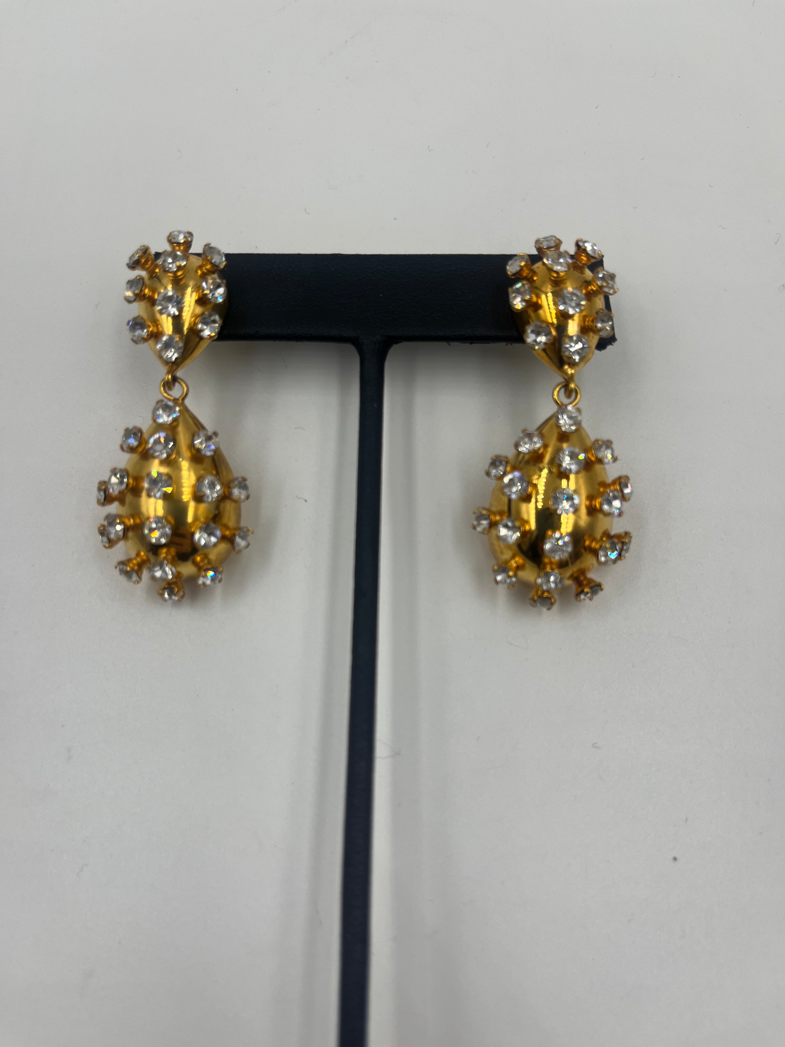 Gold & Crystal double drop earrings