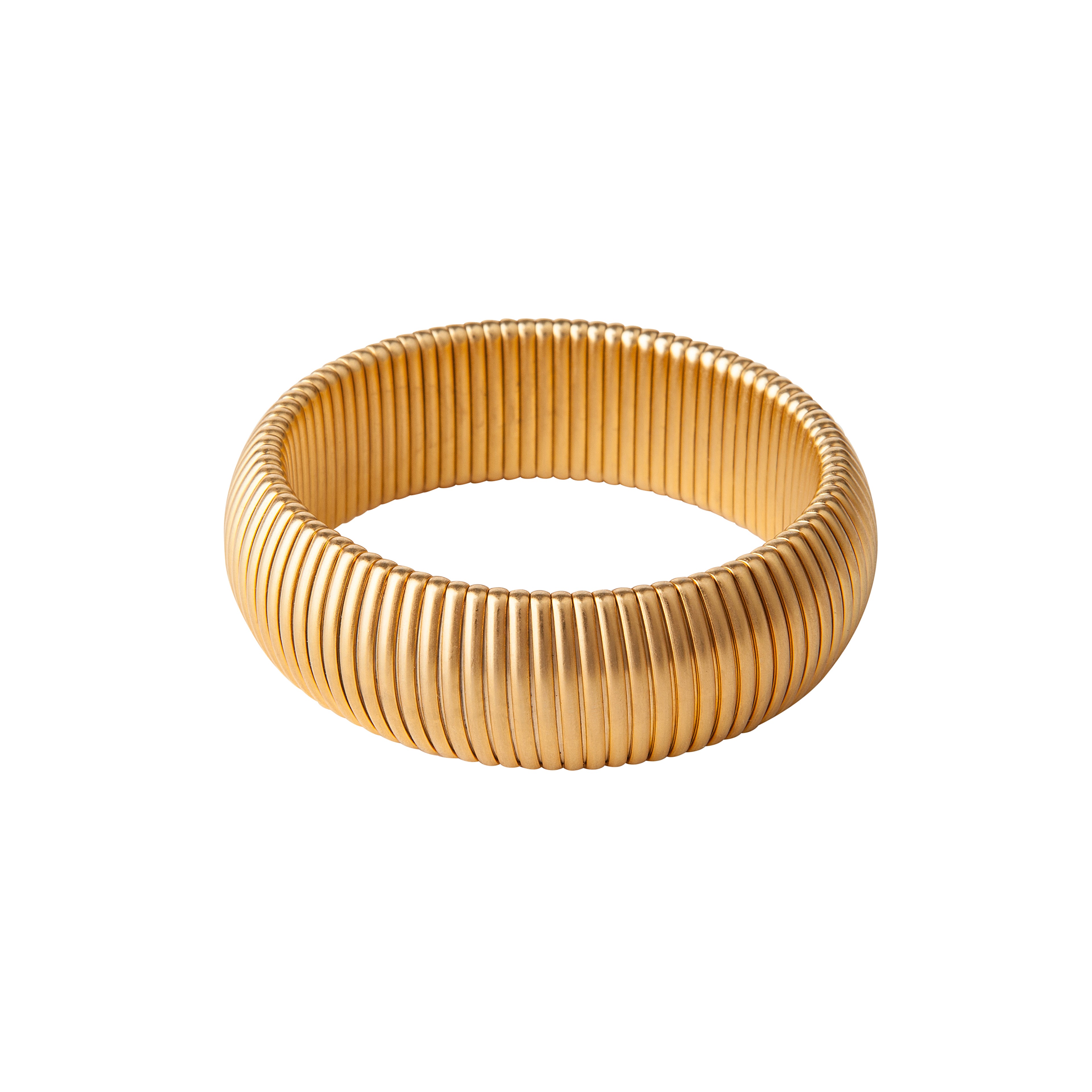 Bracelet Wide Ribbed Gold Wrap