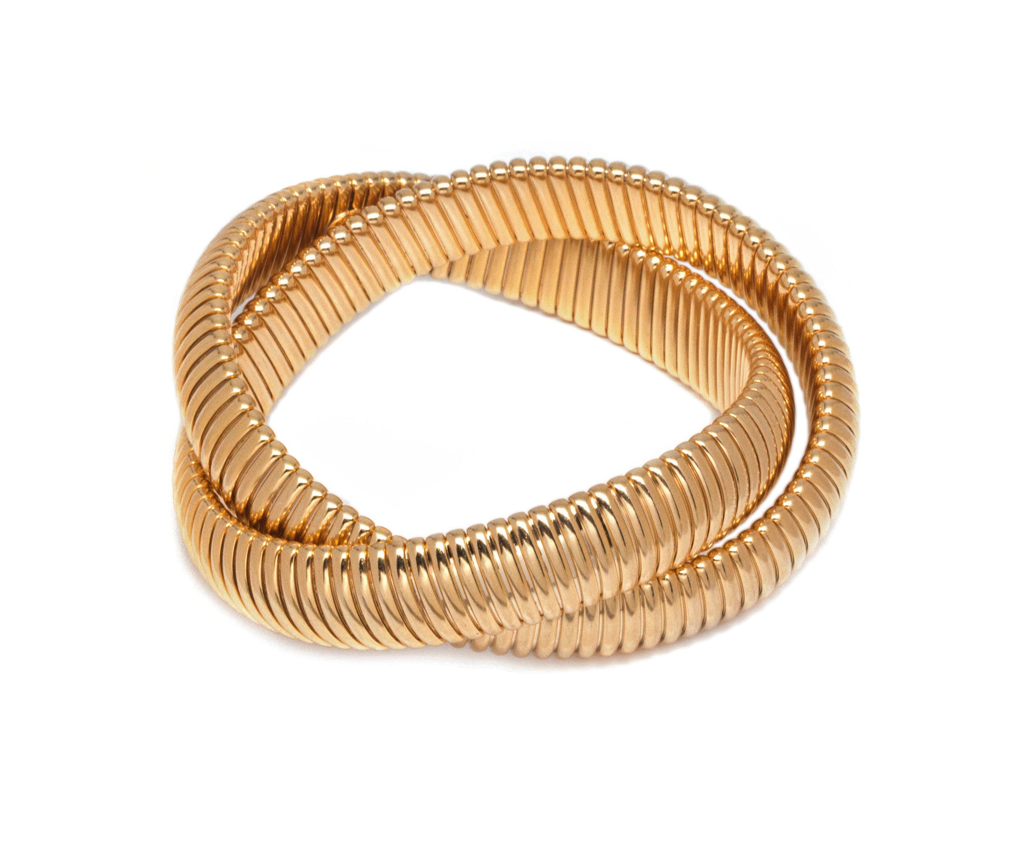 Bracelet Double Gold Ribbed