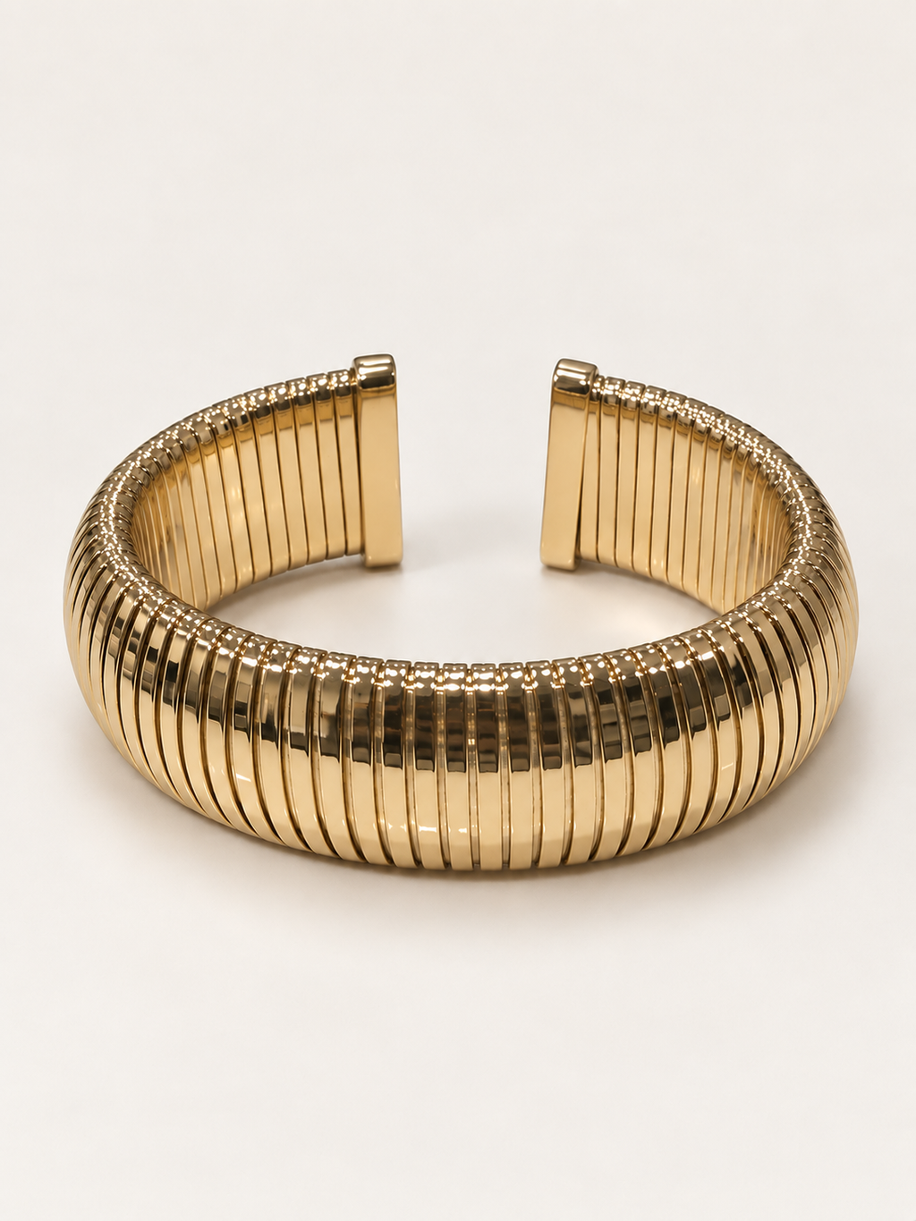 Half Round Gold Ribbed Cuff - Gold|Silver|Gunmetal