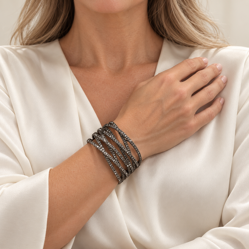 Wide Lattice Crystal Cuff - 8-Row