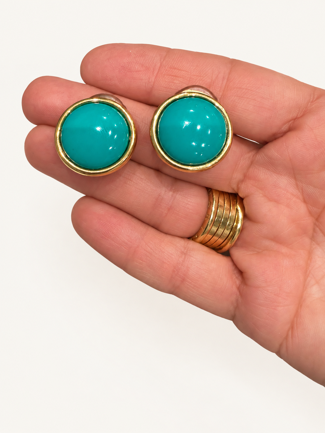 Round Aqua Green Cabochon Button