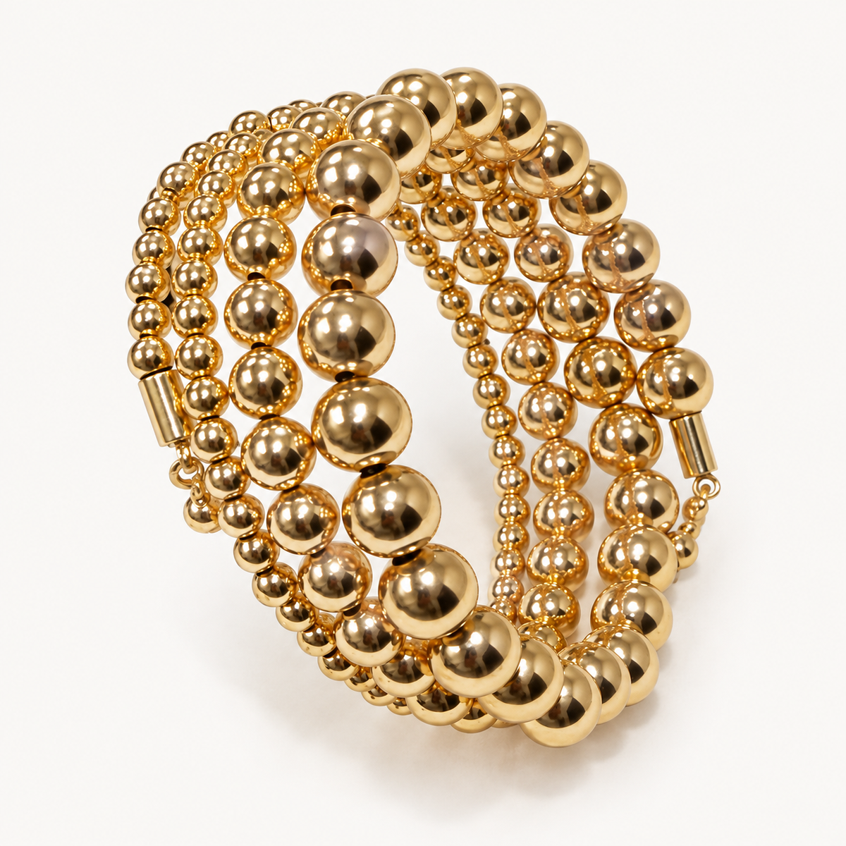 Gold Multi-Wrap Beaded Coil Bracelet