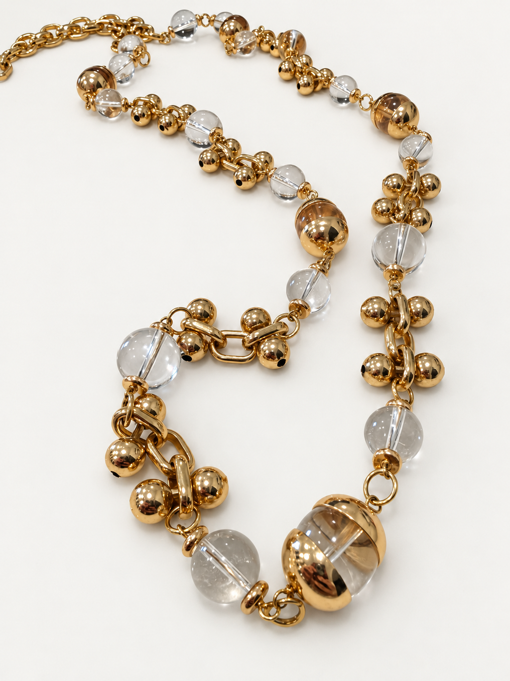 Luici Clear Quartz & Gold Ball 42” Necklace