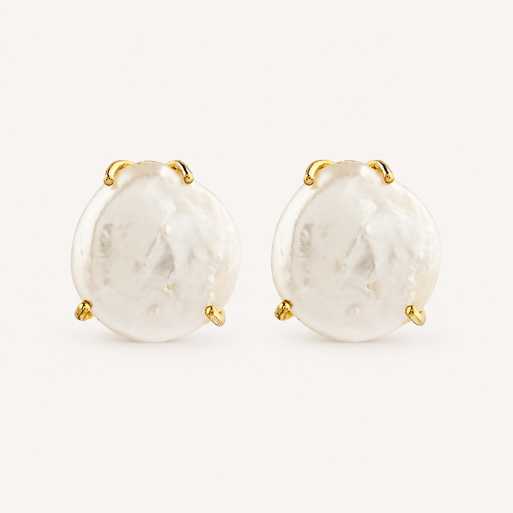 White Coin Pearl Earrings