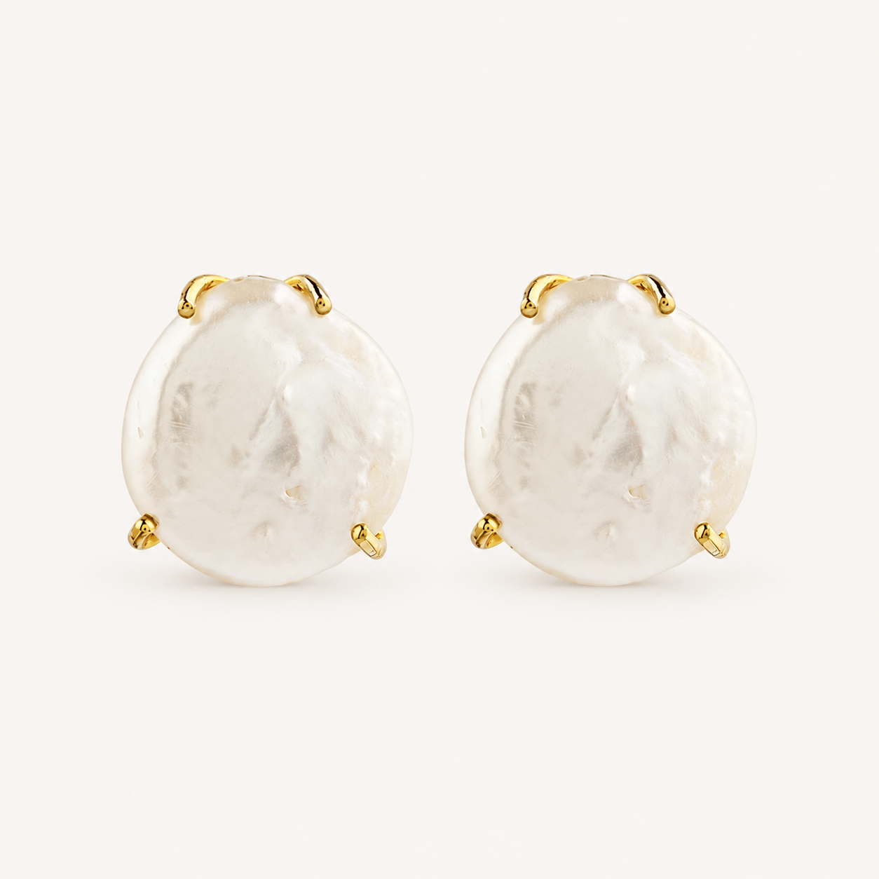 White Coin Pearl Earrings