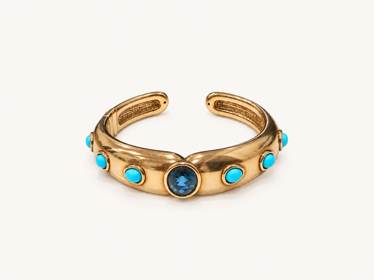 Vintage London Blue Topaz & Turquoise Hinged Cuff