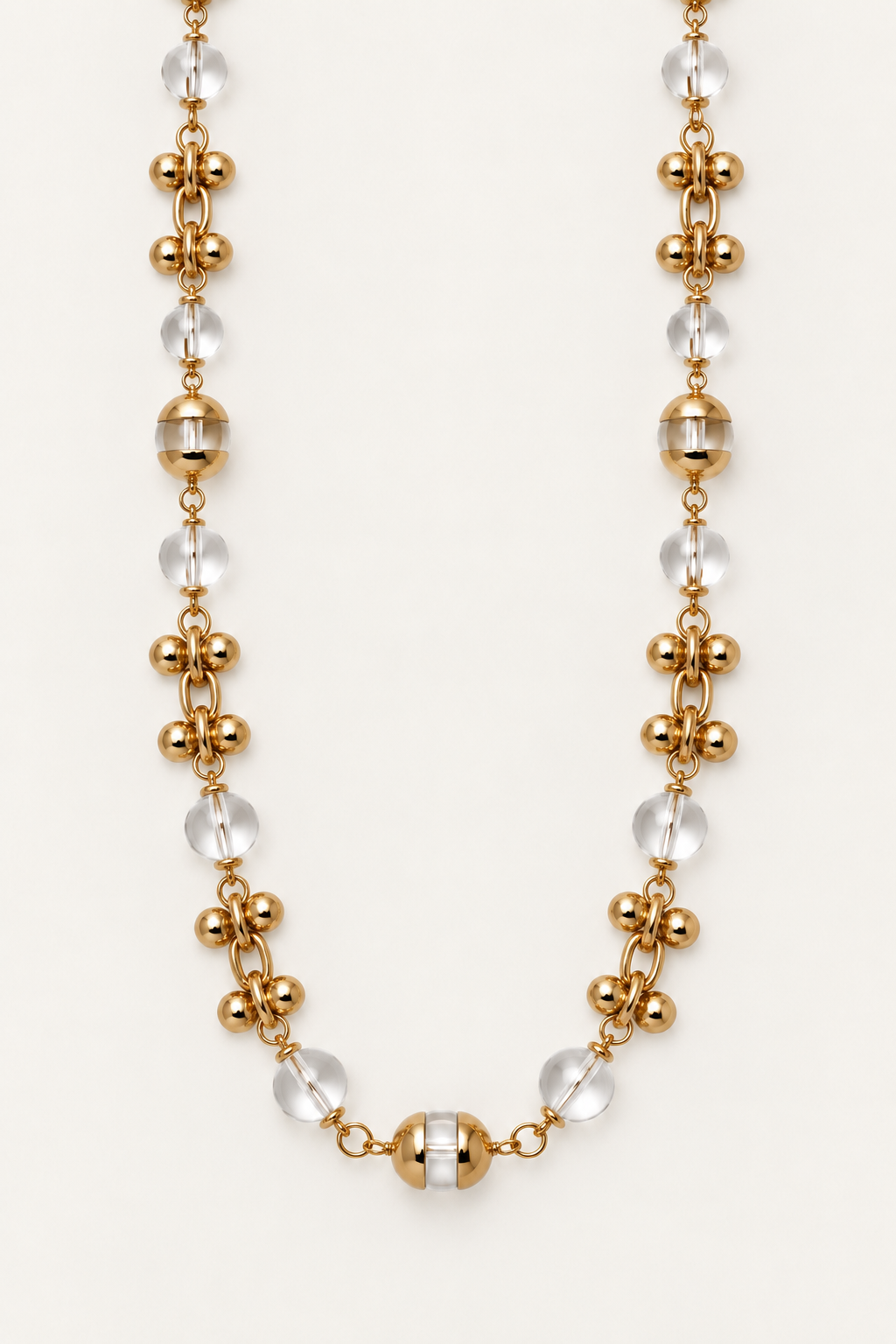 Luici Clear Quartz & Gold Ball 42” Necklace