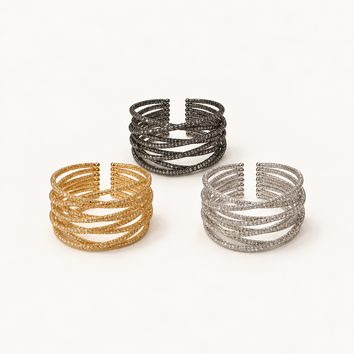 Wide Lattice Crystal Cuff - 8-Row