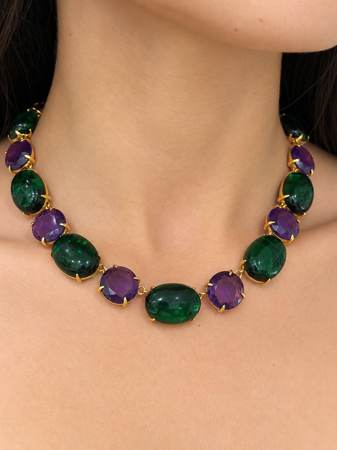 Vivienne Amythest & Green Quartz Necklace