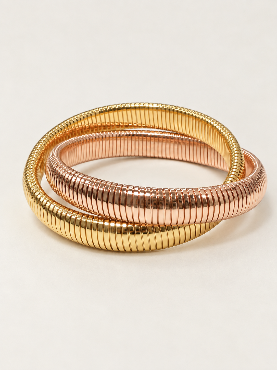 Double Ribbed Bracelets - Gold & Rose