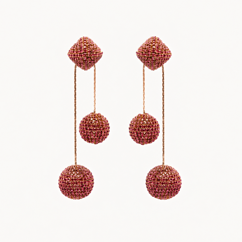 Taryn Fuscia Crystal Ball Drop by Deepa Gurnani