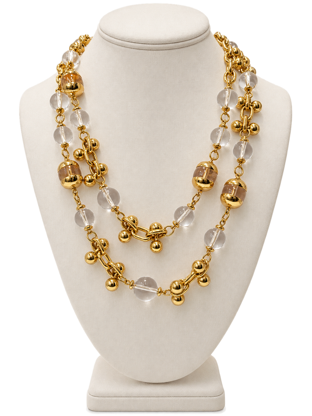 Luici Clear Quartz & Gold Ball 42” Necklace