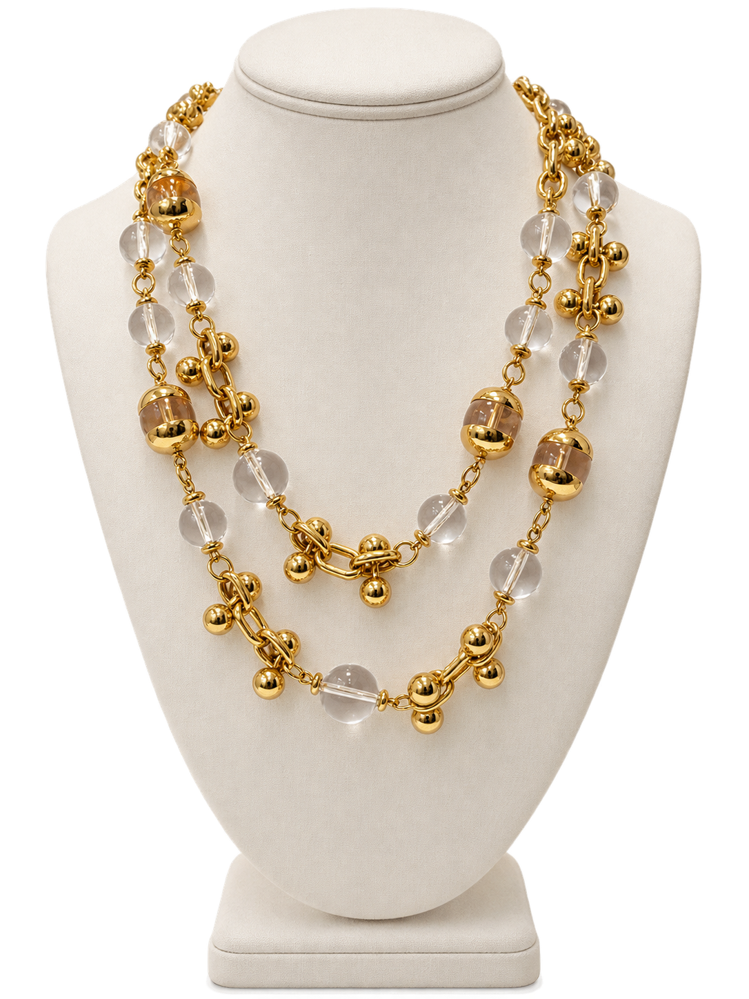 Luici Clear Quartz & Gold Ball 42” Necklace