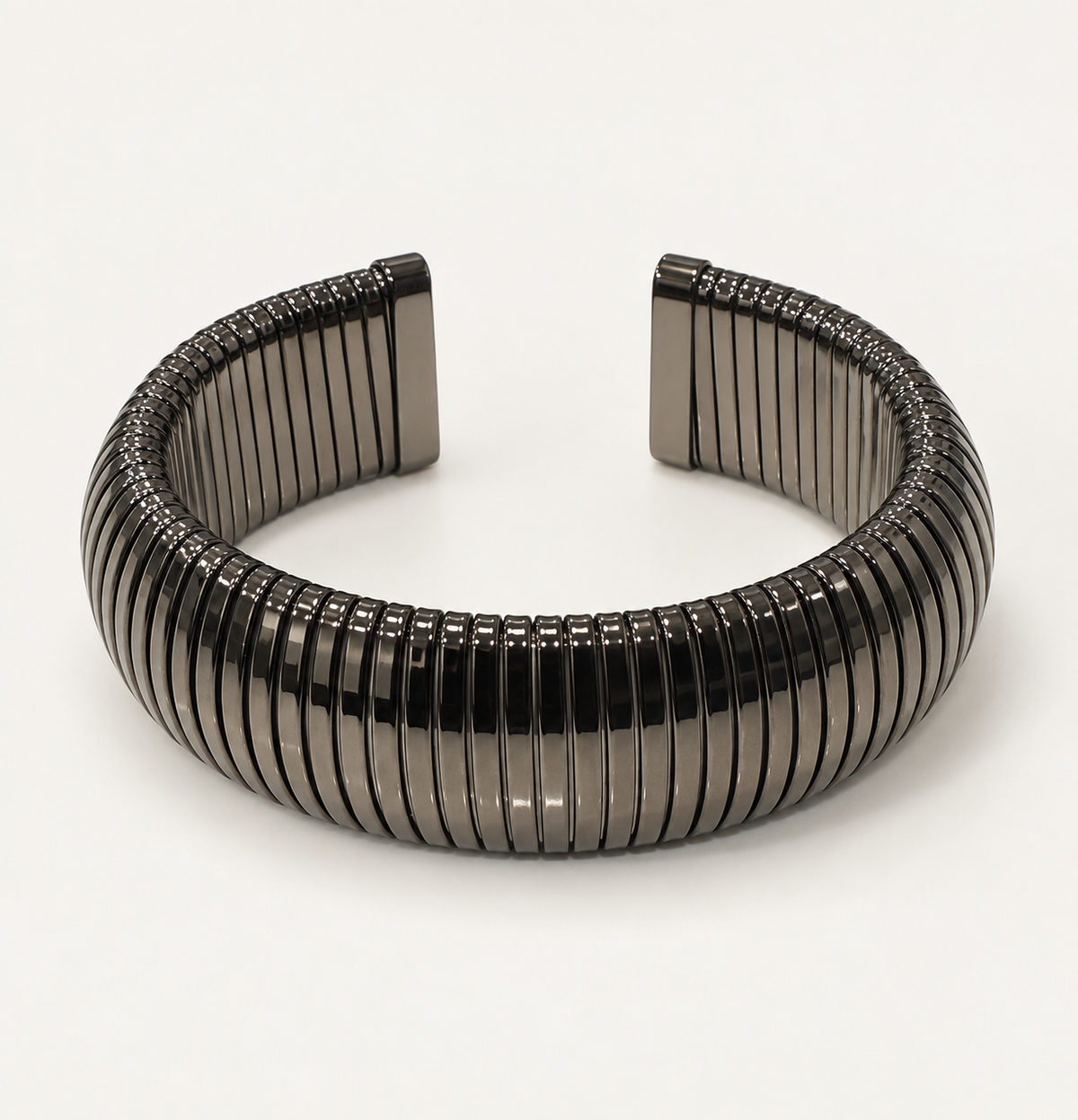 Half Round Gold Ribbed Cuff - Gold|Silver|Gunmetal