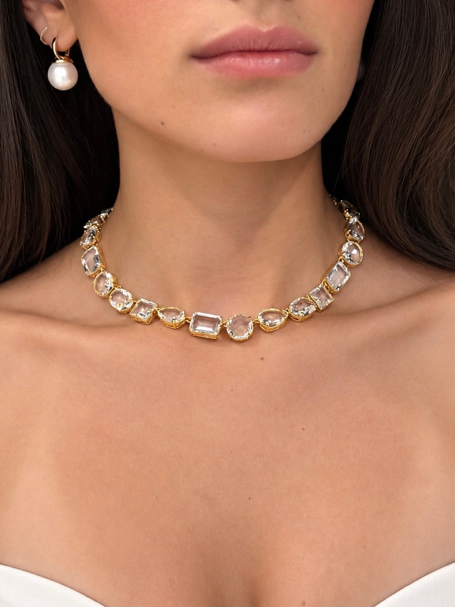 Farah Mixed-Cut Clear Quartz Necklace