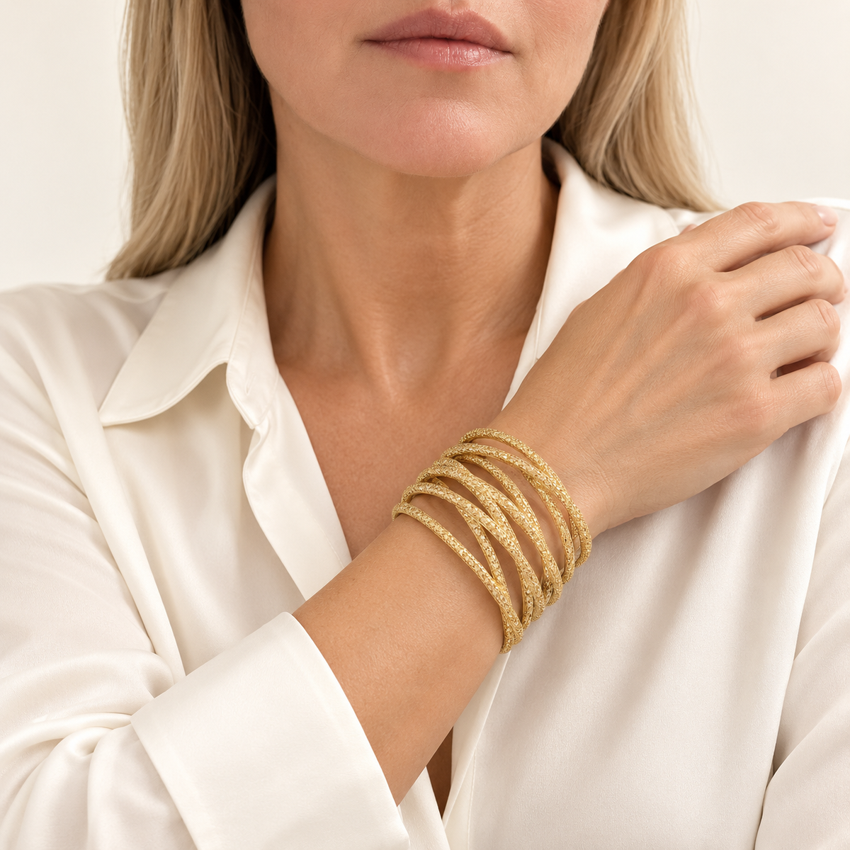 Wide Lattice Crystal Cuff - 8-Row