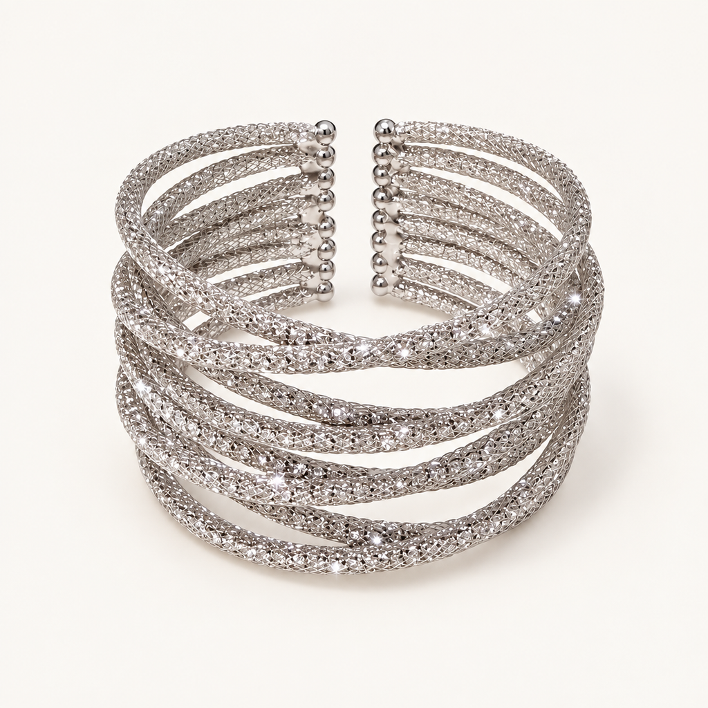 Wide Lattice Crystal Cuff - 8-Row