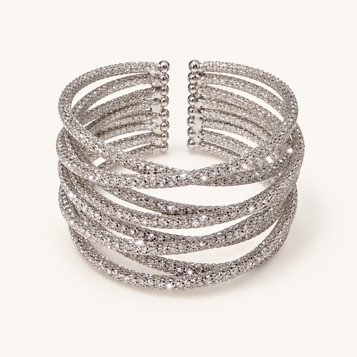 Wide Lattice Crystal Cuff - 8-Row