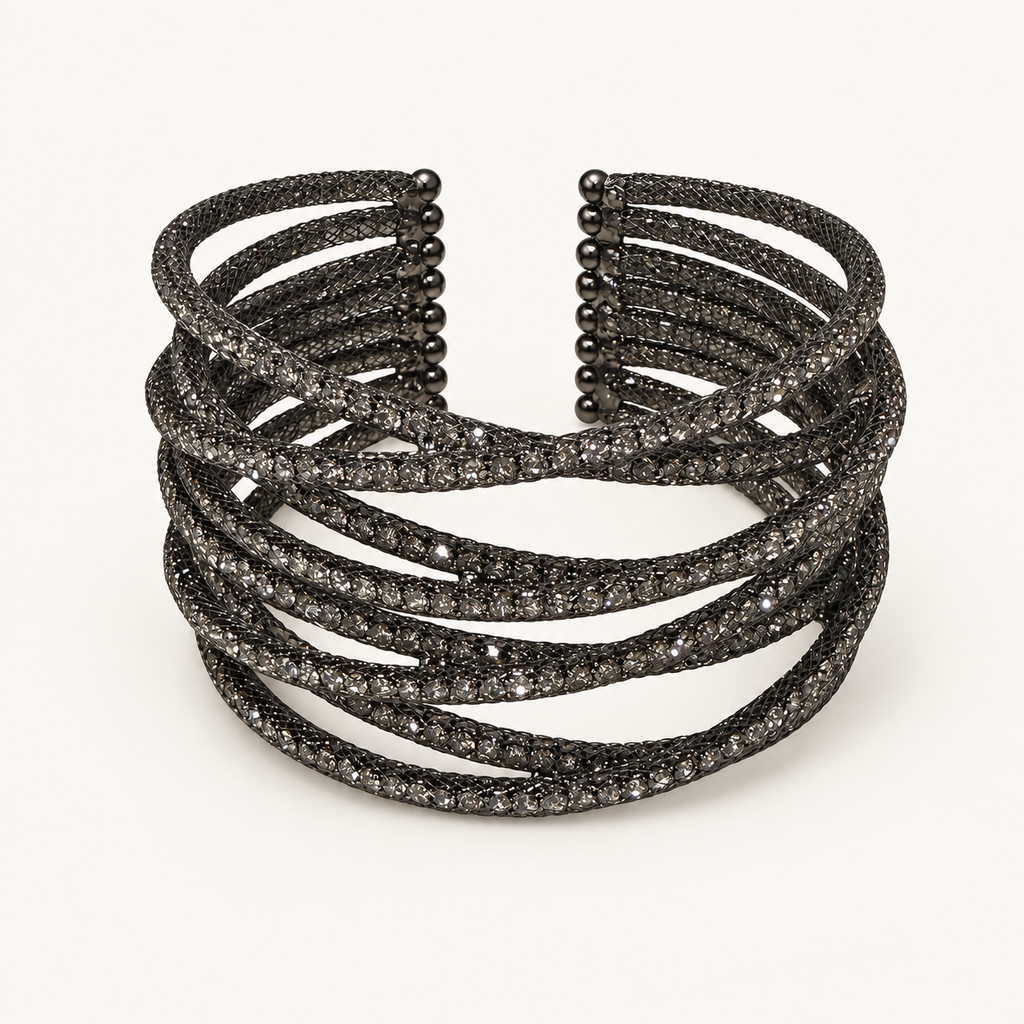 Wide Lattice Crystal Cuff - 8-Row
