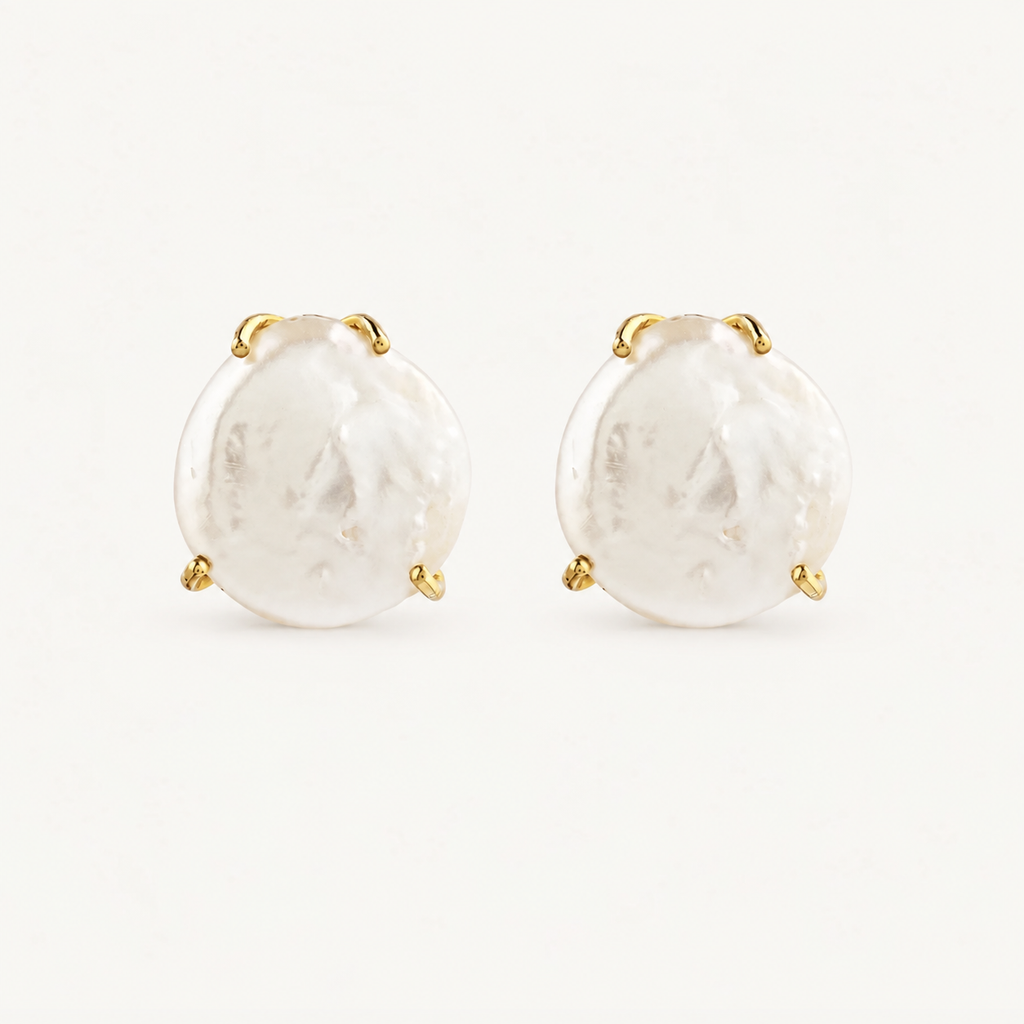 White Coin Pearl Earrings