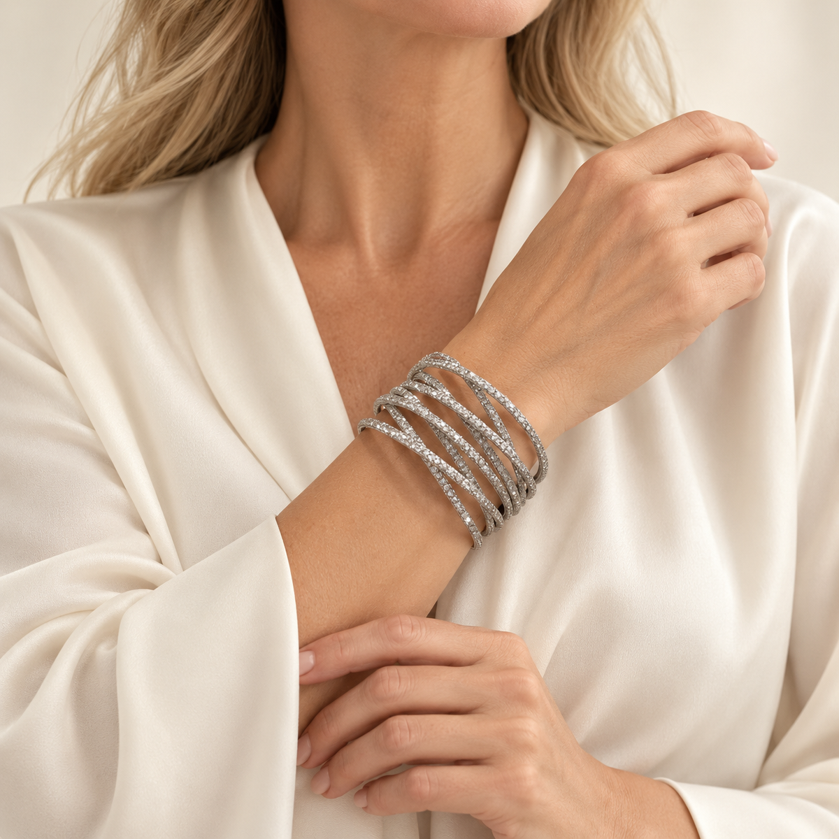 Wide Lattice Crystal Cuff - 8-Row