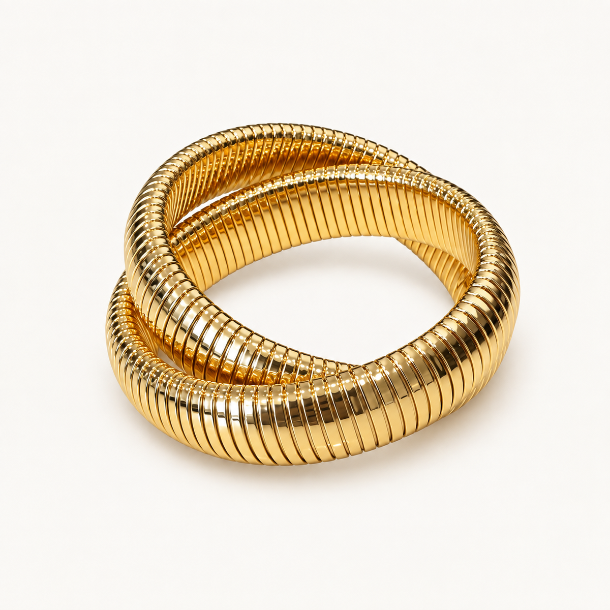 Double Wrap Gold Ribbed Bracelet