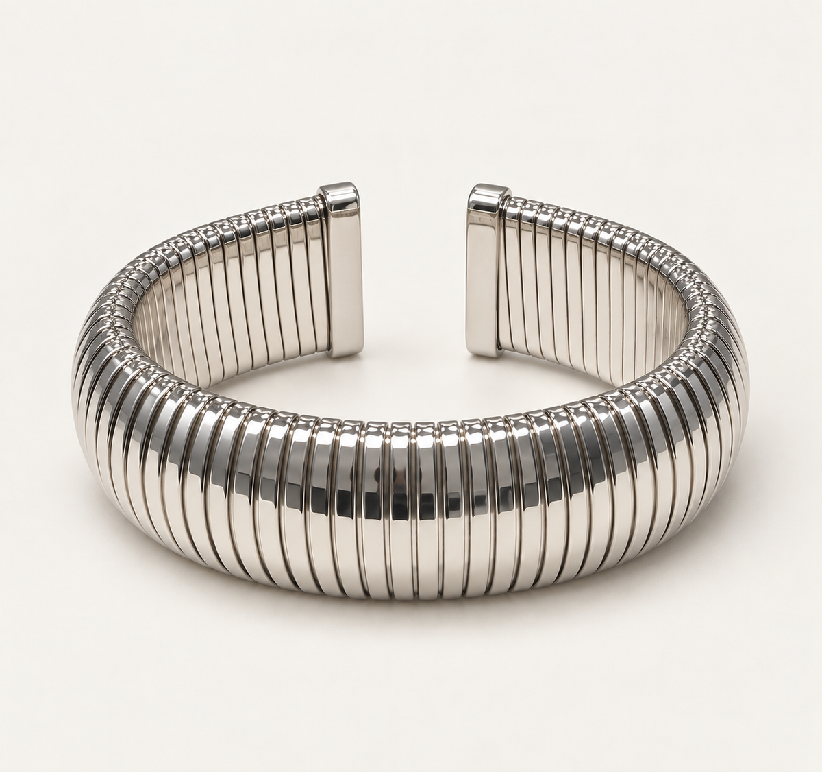 Half Round Gold Ribbed Cuff - Gold|Silver|Gunmetal