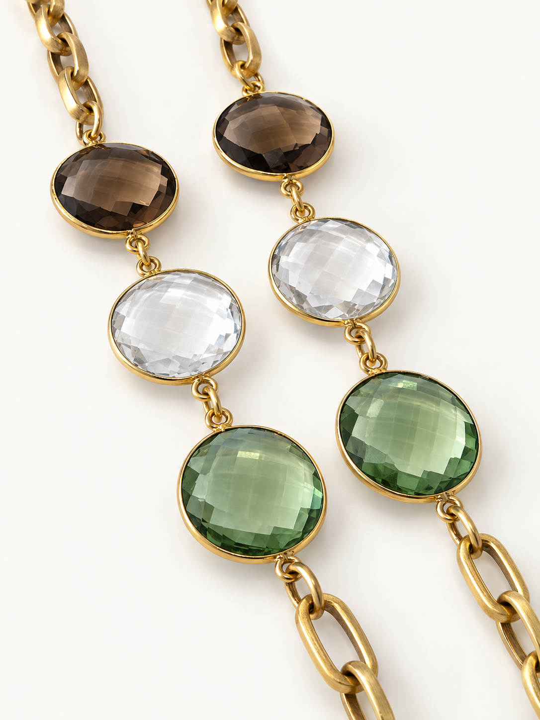 The Vivienne Necklace - Green Quartz & Smoky Quartz