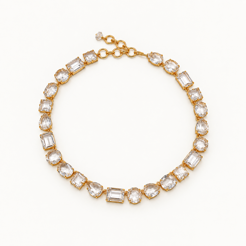 Farah Mixed-Cut Clear Quartz Necklace