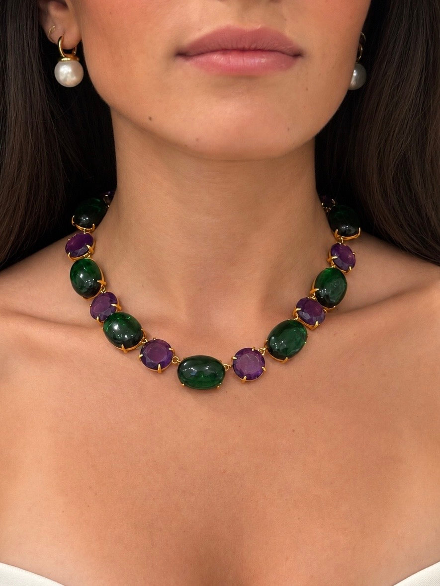 Vivienne Amythest & Green Quartz Necklace