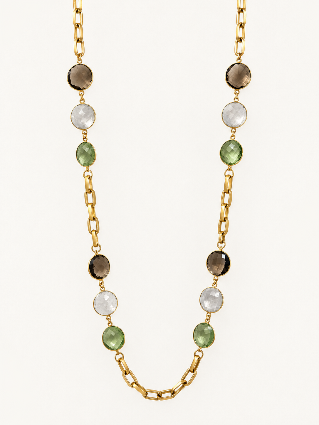 The Vivienne Necklace - Green Quartz & Smoky Quartz