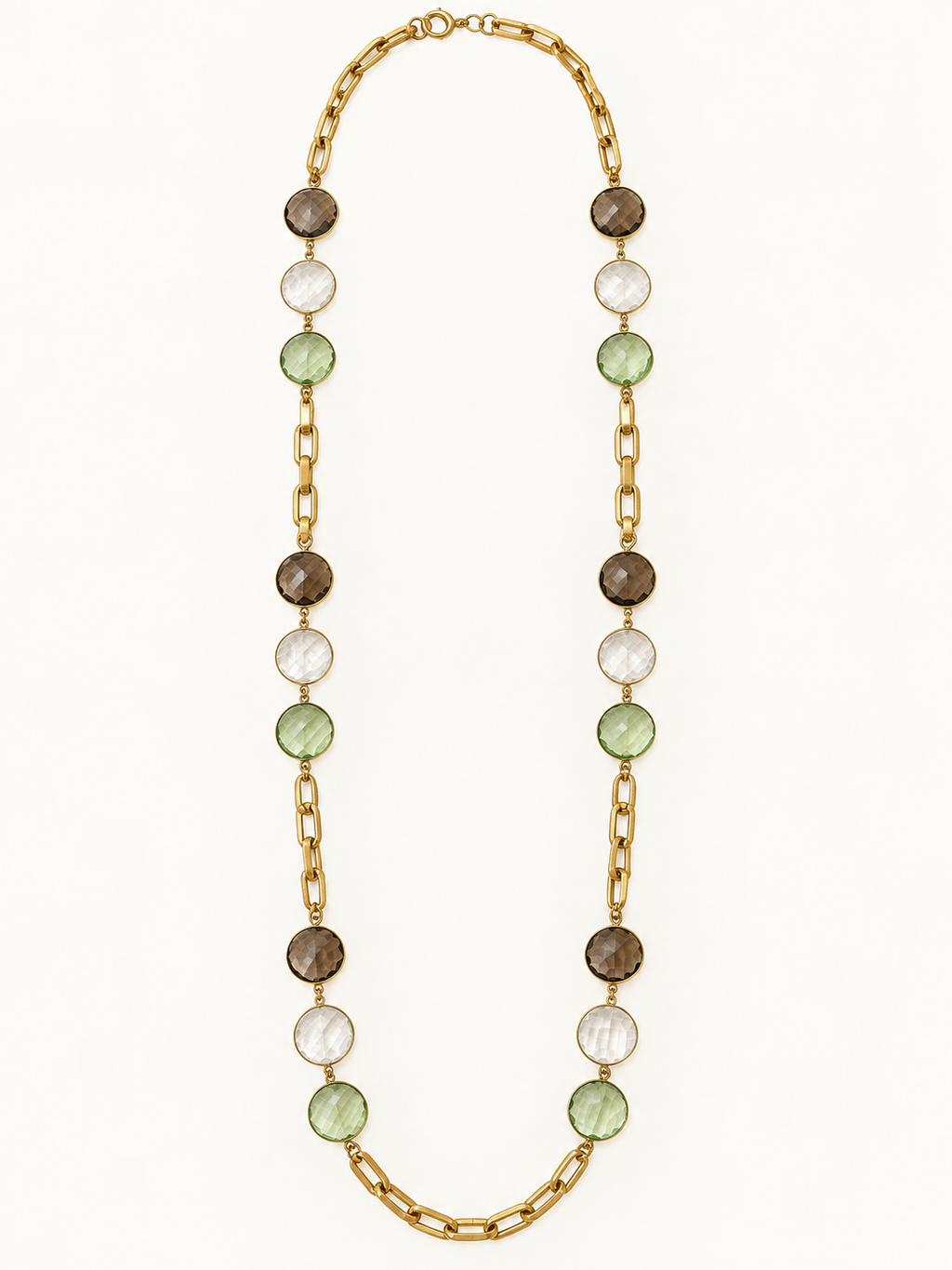 The Vivienne Necklace - Green Quartz & Smoky Quartz
