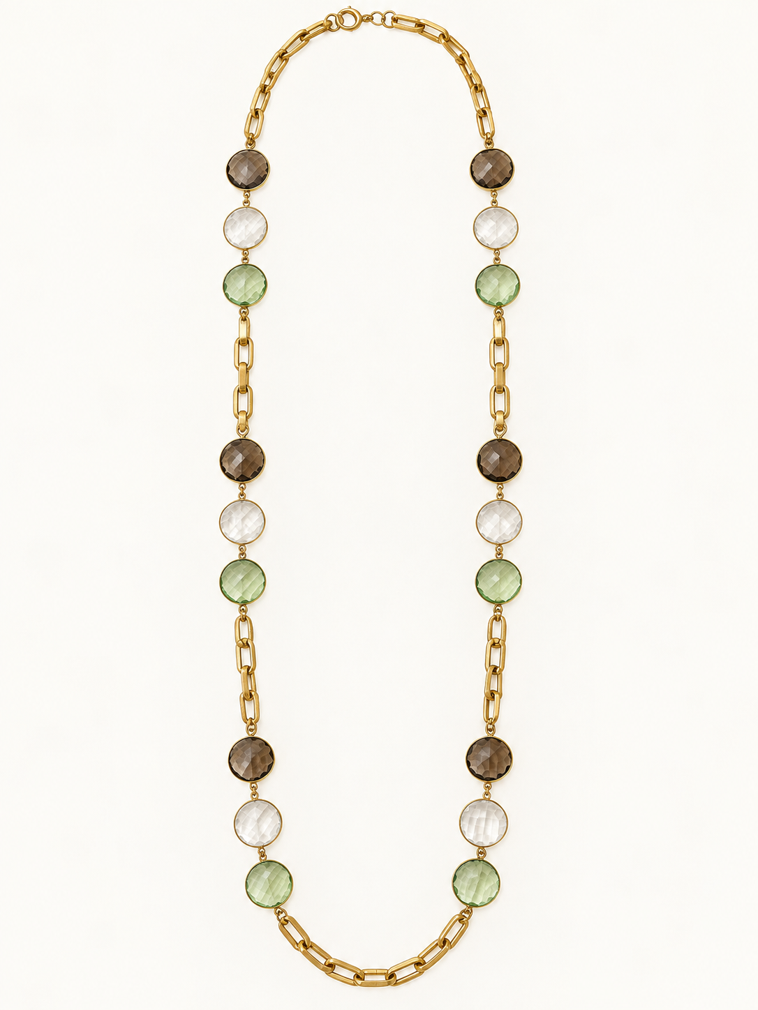 The Vivienne Necklace - Green Quartz & Smoky Quartz