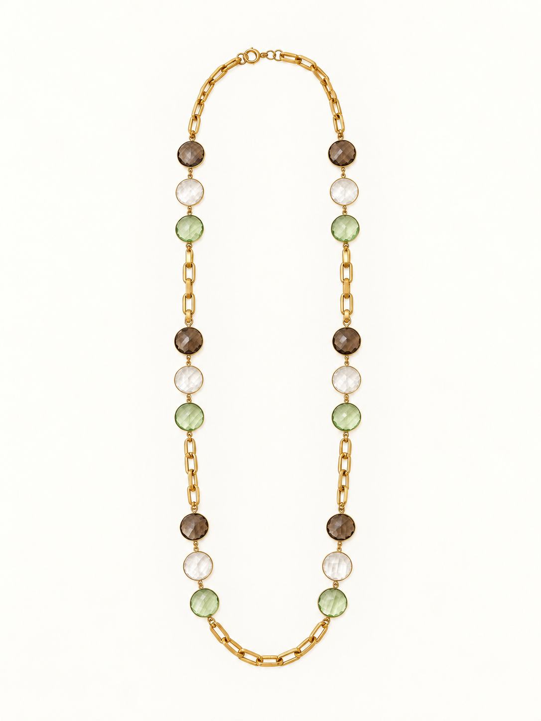 The Vivienne Necklace - Green Quartz & Smoky Quartz