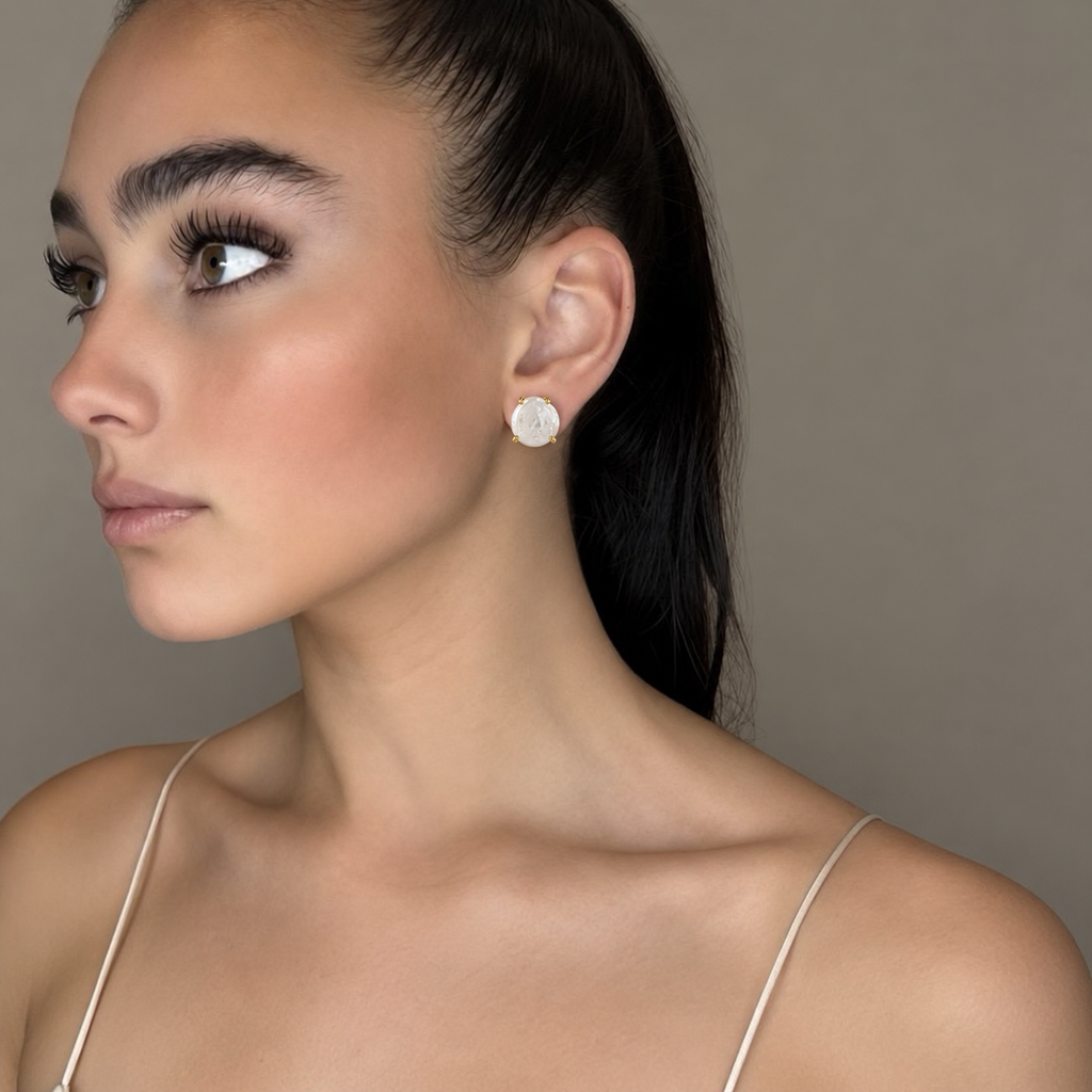 White Coin Pearl Earrings