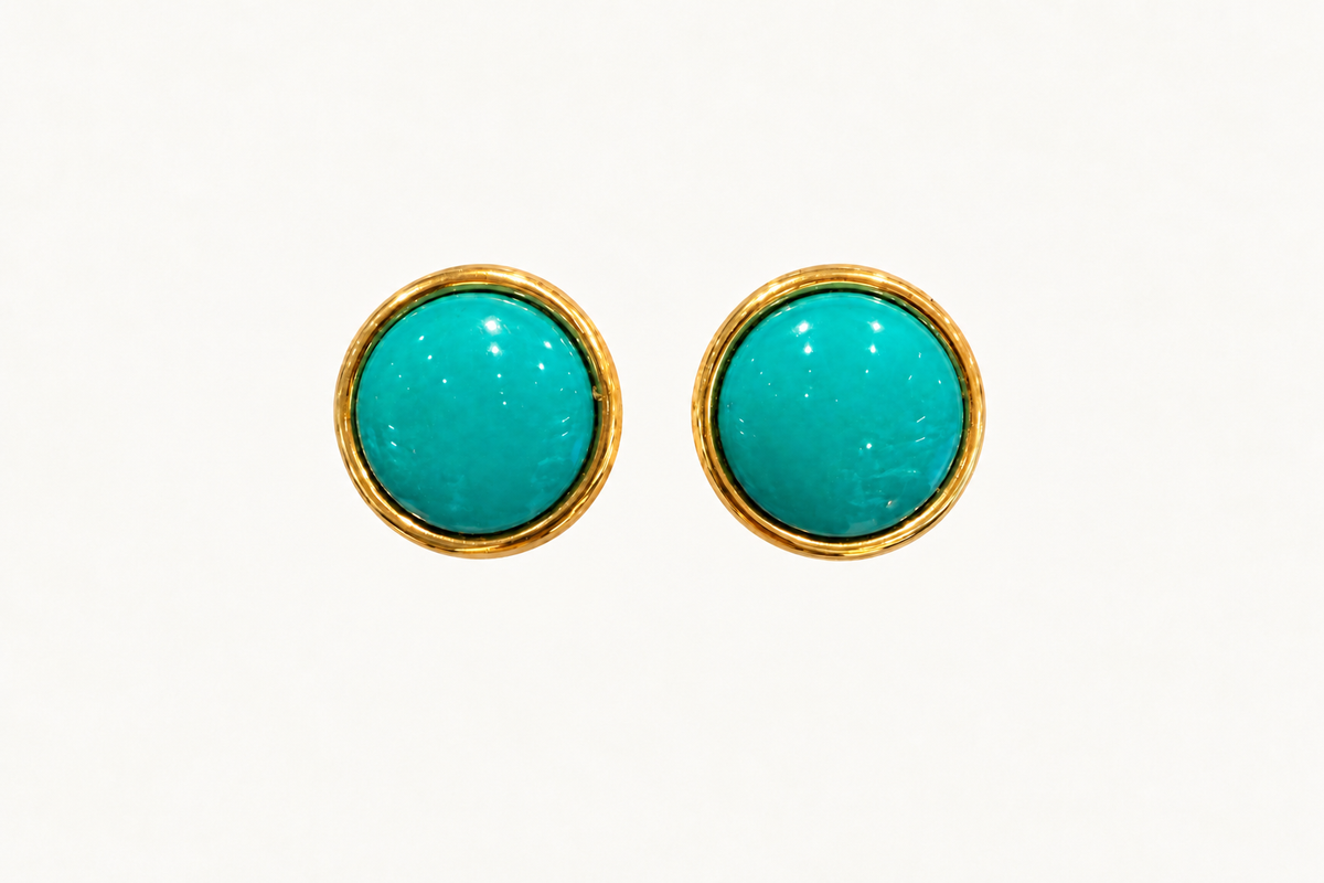 Round Aqua Green Cabochon Button