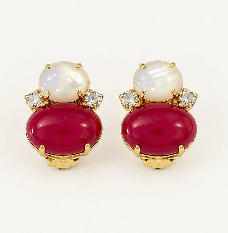 Double Stack - Moonstone & Fuchsia Chalcedony