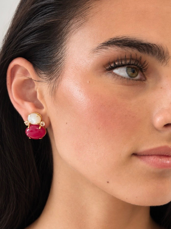 Double Stack - Moonstone & Fuchsia Chalcedony
