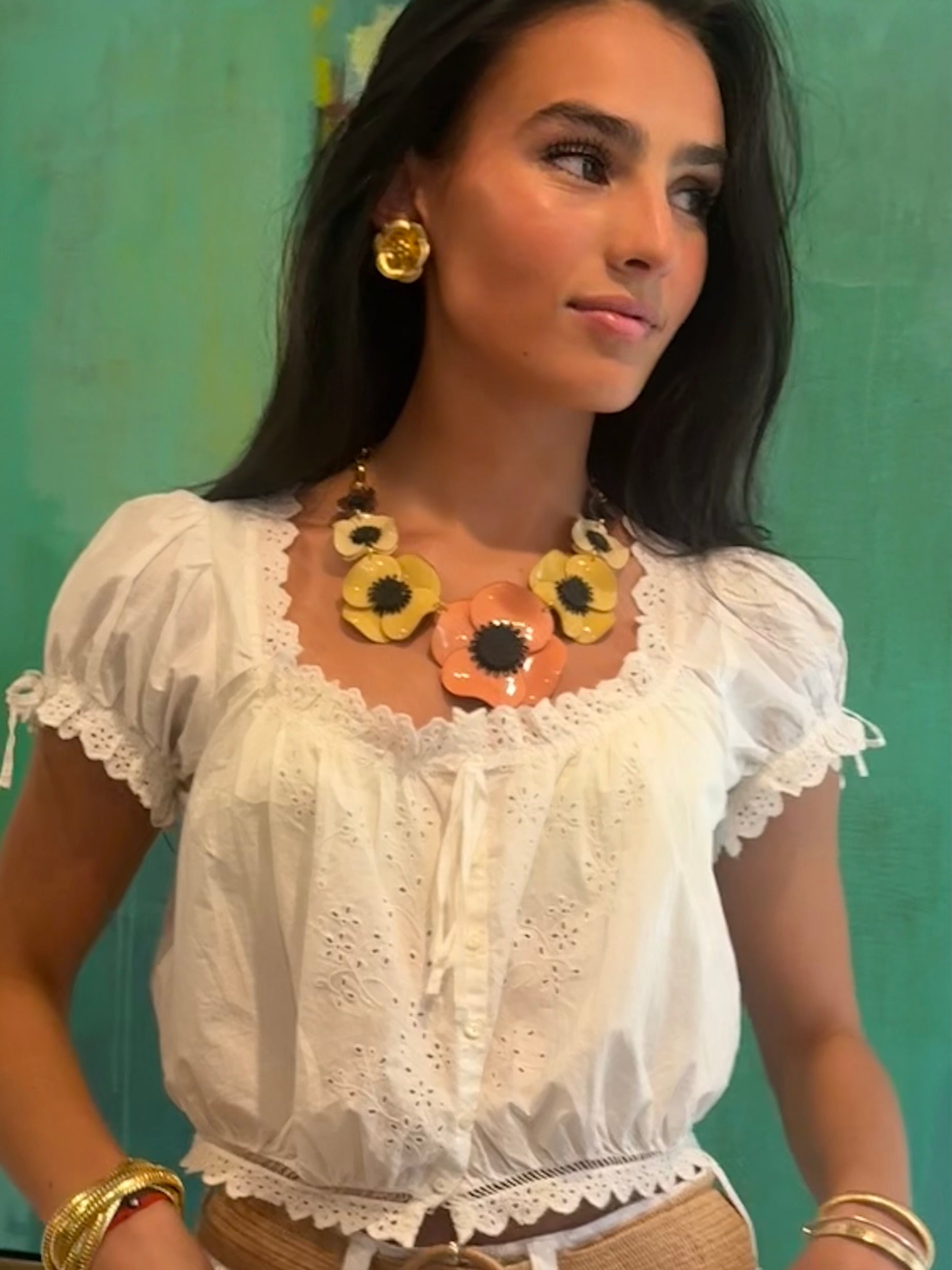 Cilea Paris Floral Statement Necklace