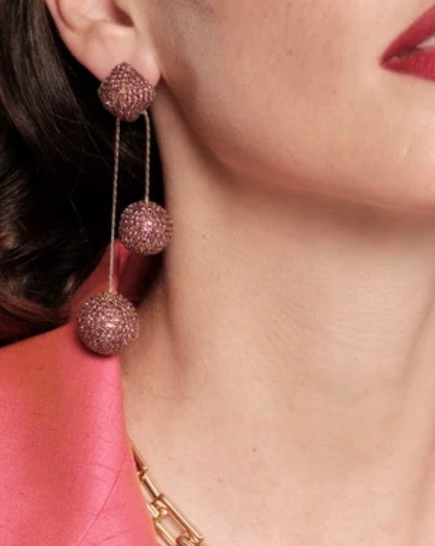 Taryn Fuscia Crystal Ball Drop by Deepa Gurnani