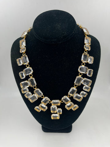 Clear Crystal Statement Necklace handmade in France.