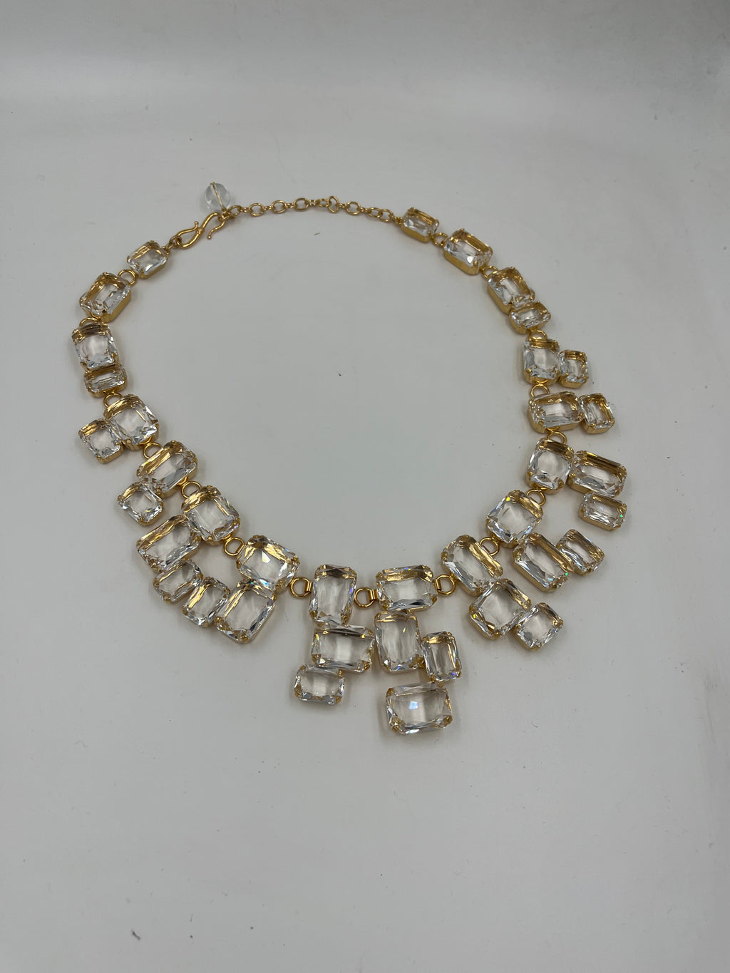 Clear Crystal Statement Necklace handmade in France.
