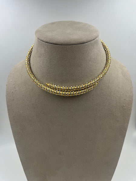 French Crystal Gold Wrap Necklace