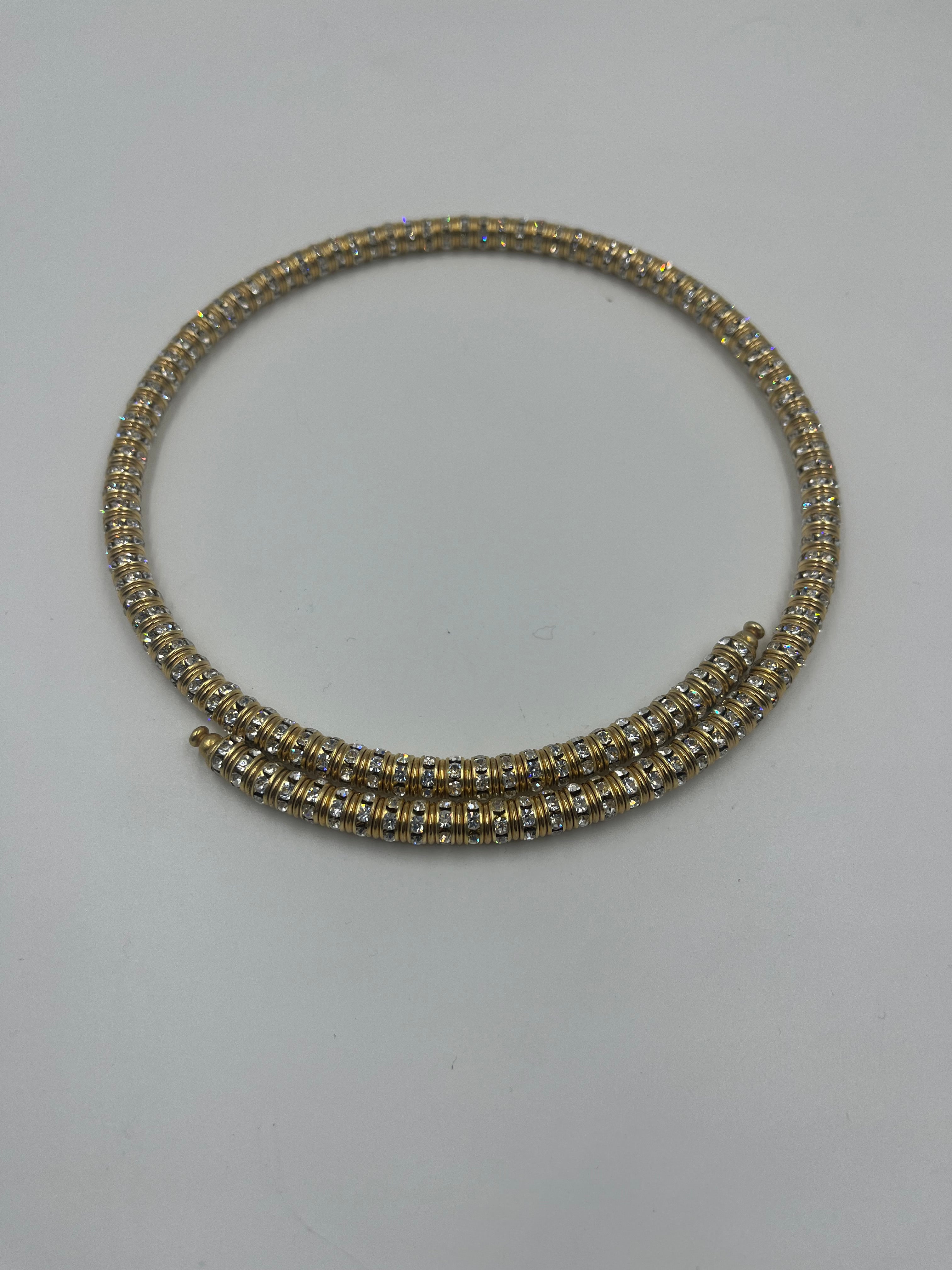 French Crystal Gold Wrap Necklace