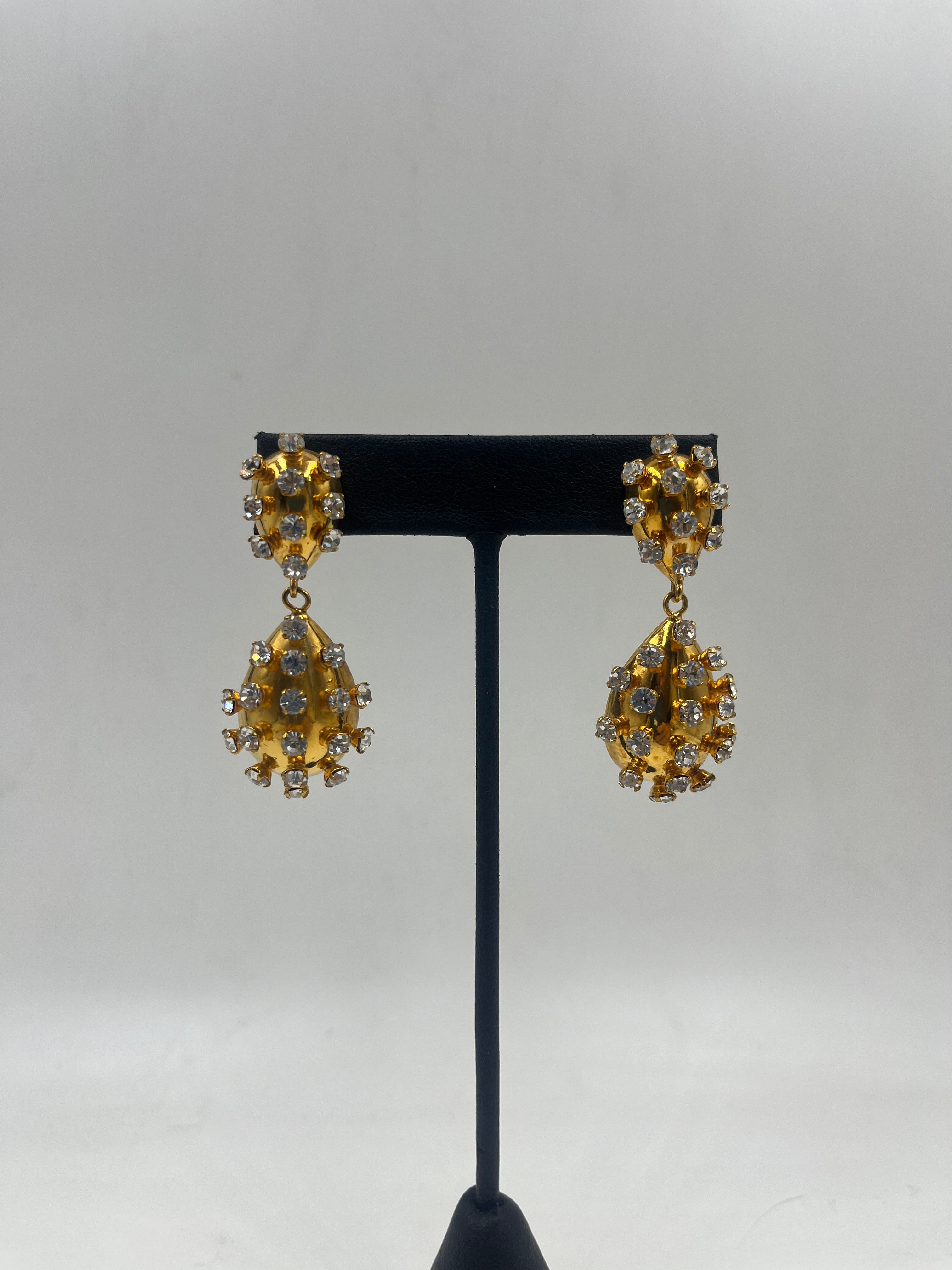 Gold & Crystal double drop earrings