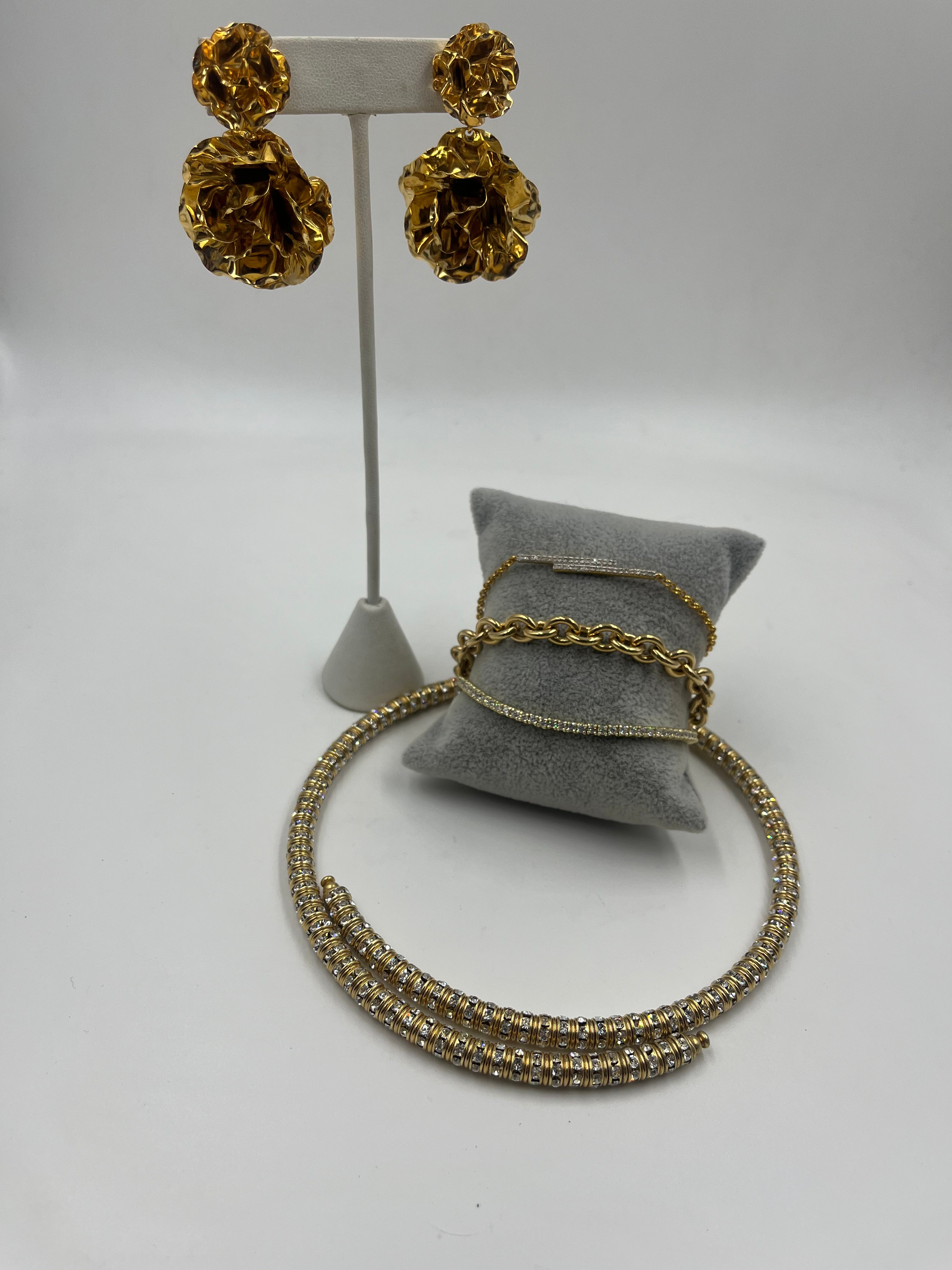 French Crystal Gold Wrap Necklace