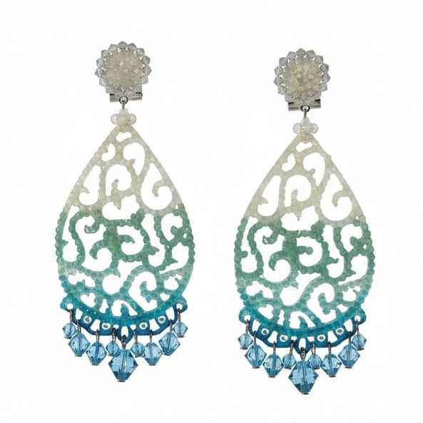 Dublos custom designed earring with Swarovski crystals. 
Omega post back