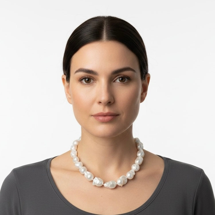Oversized Natural Baroque Pearl Necklace